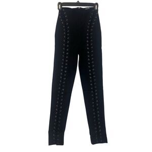 Fashion Nova High Waisted Grommet Lace-up Skinny Pants Black Large